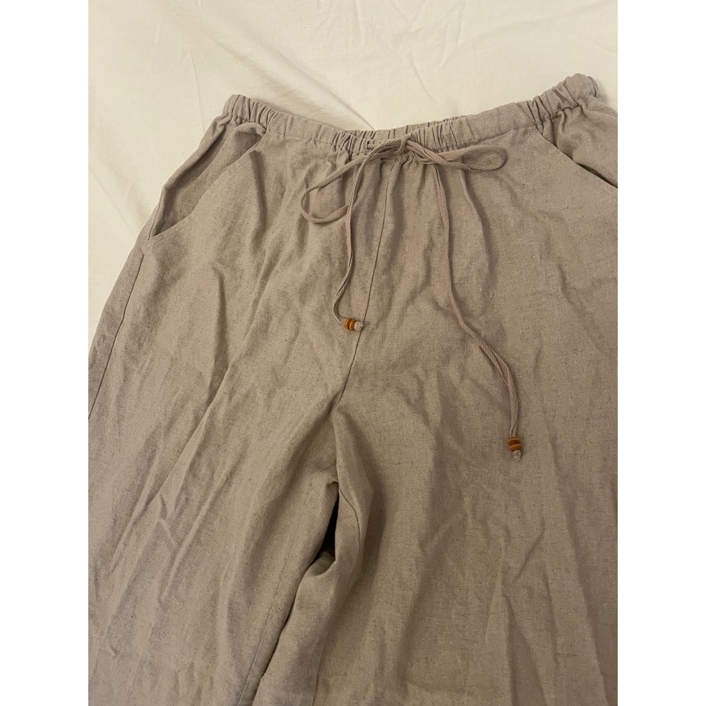 Woman's Alfred Dunner Linen Blend Drawstring Tan/Khaki Pants Sz 16W - Picture 3 of 5